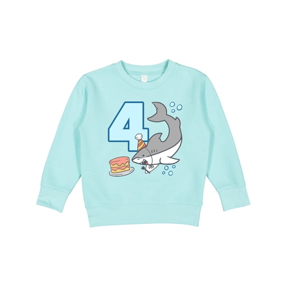 Inktastic 4th Birthday Shark with Cake Toddler Sweatshirt