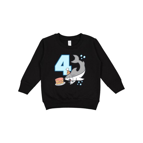 Inktastic 4th Birthday Shark with Cake Toddler Sweatshirt