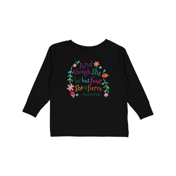 Inktastic 4th Birthday She is Fierce 4 Year Old Girl Girls Long Sleeve Toddler T-Shirt
