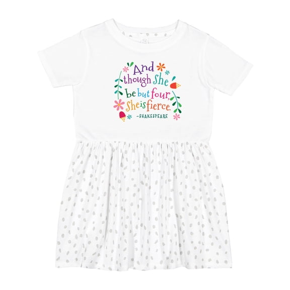 Inktastic 4th Birthday She is Fierce 4 Year Old Girl Girls Toddler Dress