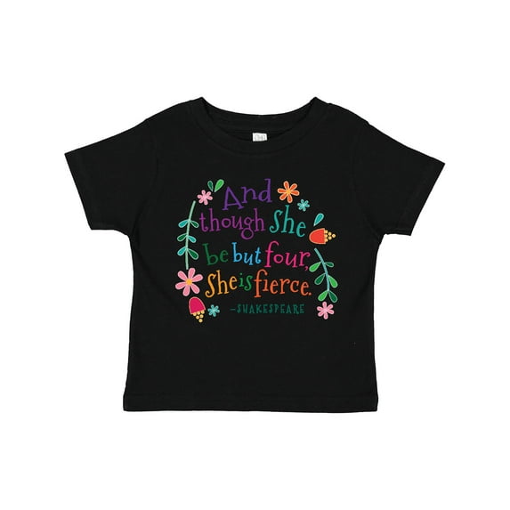 Inktastic 4th Birthday She is Fierce 4 Year Old Girl Girls Toddler T-Shirt