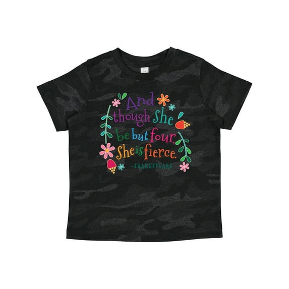 Inktastic 4th Birthday She is Fierce 4 Year Old Girl Girls Toddler T-Shirt