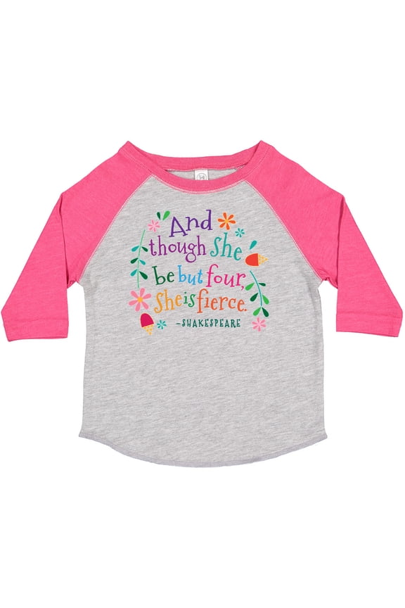 4th Birthday She is Fierce 4 Year Old Girl Girls Toddler T-Shirt