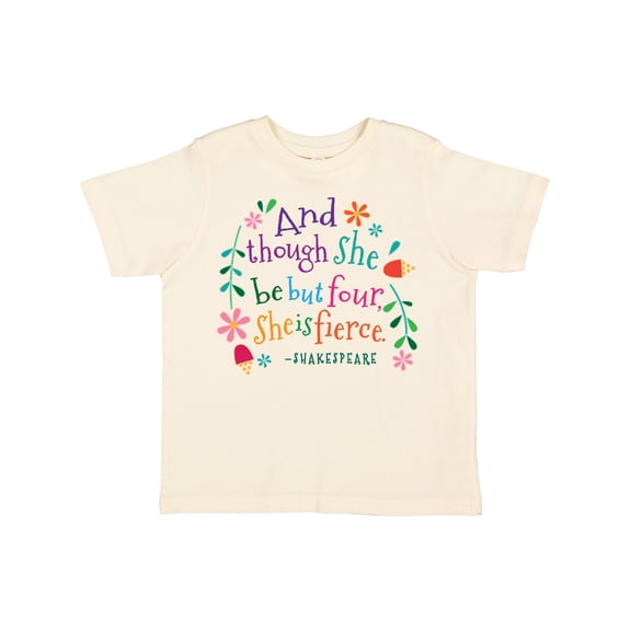 Inktastic 4th Birthday She is Fierce 4 Year Old Girl Girls Toddler T-Shirt