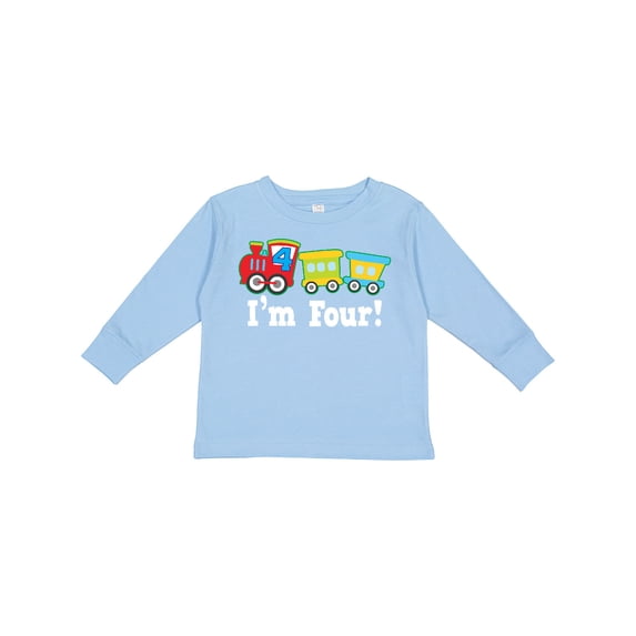 Inktastic 4th Birthday Train Boys Long Sleeve Toddler T-Shirt