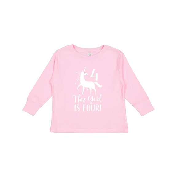 Inktastic 4th Birthday Unicorn 4 Year Old Girl Girls Long Sleeve Toddler T-Shirt