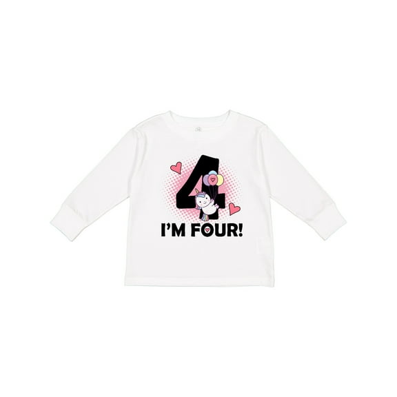 Inktastic 4th Birthday Unicorn 4 Year Old Girl Girls Long Sleeve Toddler T-Shirt