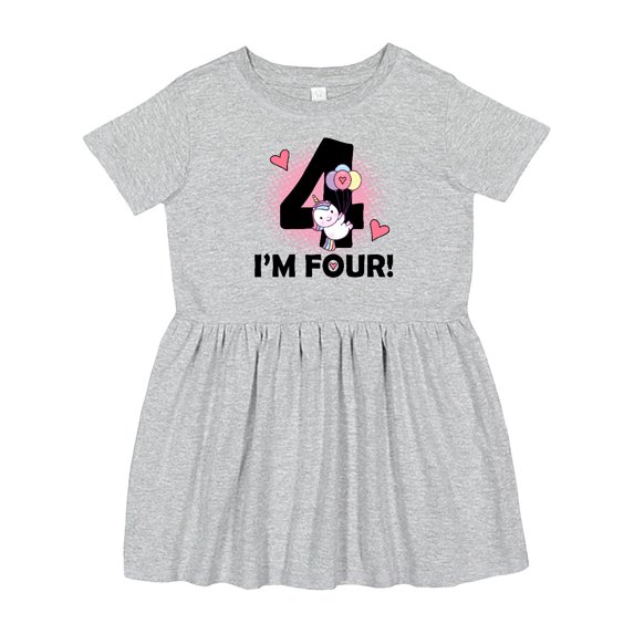 Inktastic 4th Birthday Unicorn 4 Year Old Girl Girls Toddler Dress