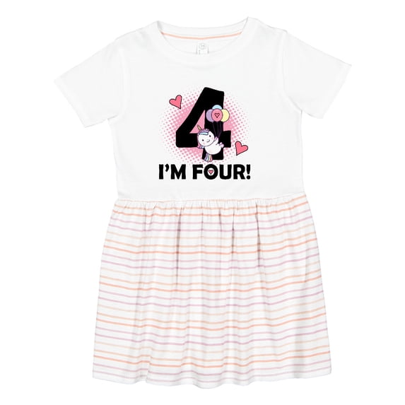Inktastic 4th Birthday Unicorn 4 Year Old Girl Girls Toddler Dress