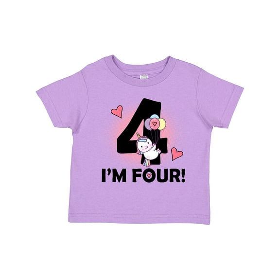 Inktastic 4th Birthday Unicorn 4 Year Old Girl Girls Toddler T-Shirt