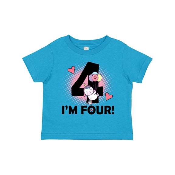 Inktastic 4th Birthday Unicorn 4 Year Old Girl Girls Toddler T-Shirt