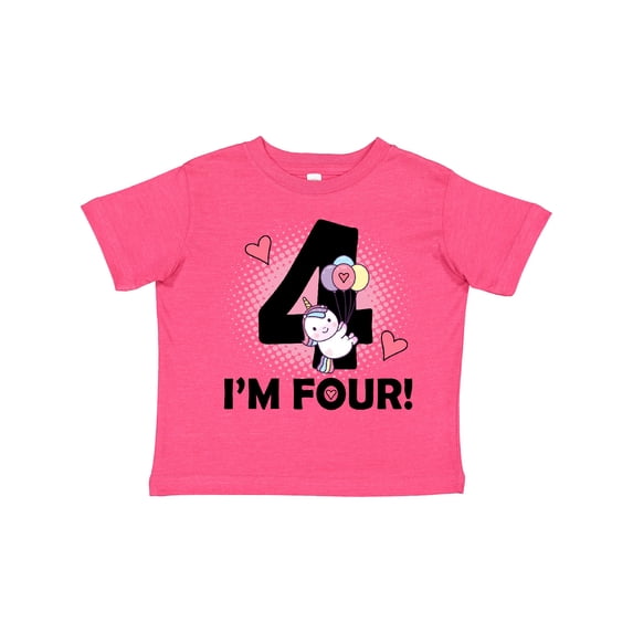 Inktastic 4th Birthday Unicorn 4 Year Old Girl Girls Toddler T-Shirt