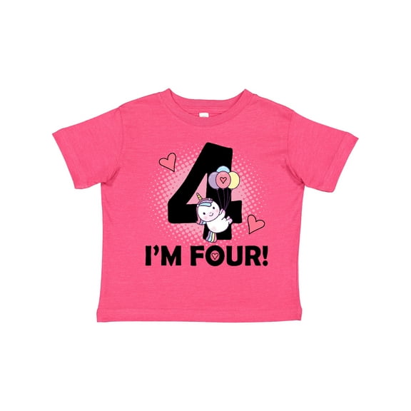 Inktastic 4th Birthday Unicorn 4 Year Old Girl Girls Toddler T-Shirt