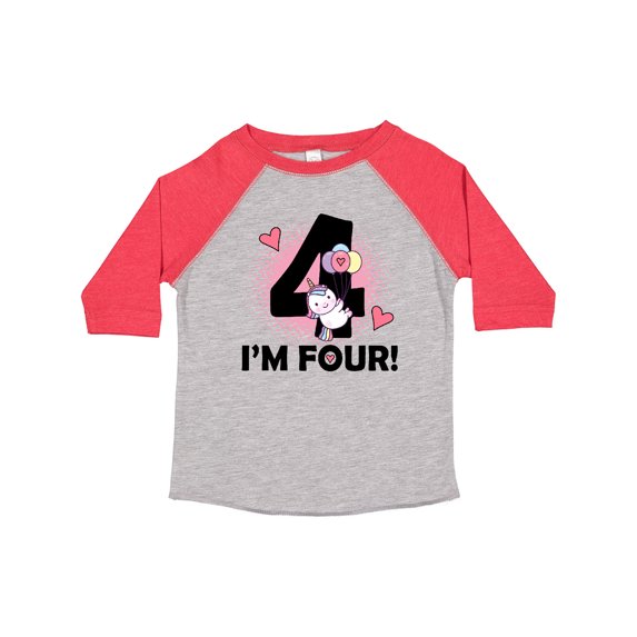 Inktastic 4th Birthday Unicorn 4 Year Old Girl Girls Toddler T-Shirt
