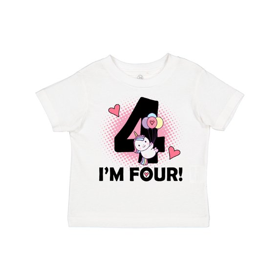 Inktastic 4th Birthday Unicorn 4 Year Old Girl Girls Toddler T-Shirt