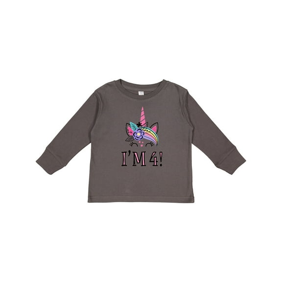 Inktastic 4th Birthday Unicorn Party 4 Year Old Girl Girls Long Sleeve Toddler T-Shirt