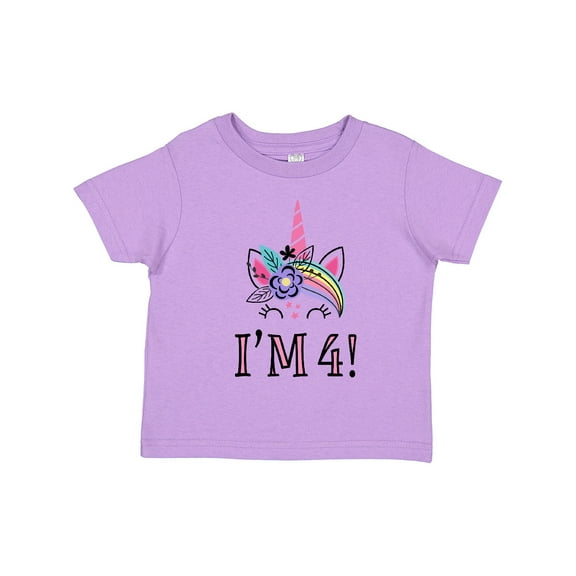 Inktastic 4th Birthday Unicorn Party 4 Year Old Girl Girls Toddler T-Shirt