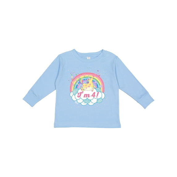 Inktastic 4th Birthday Unicorn Rainbow Cute Girls Girls Long Sleeve Toddler T-Shirt