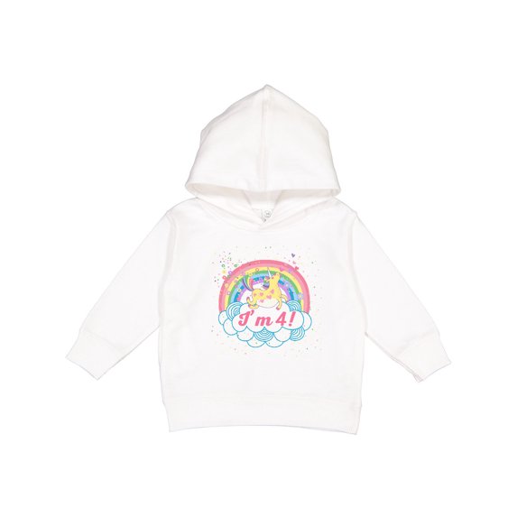 Inktastic 4th Birthday Unicorn Rainbow Cute Girls Toddler Hoodie