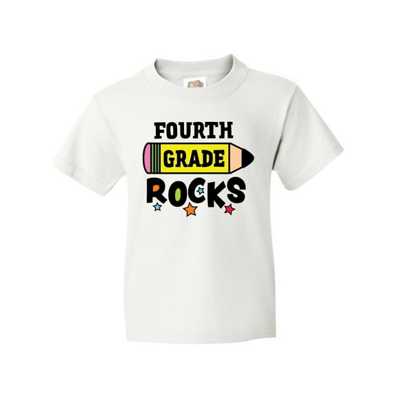 Inktastic 4th Grade Rocks with Pencil and Stars Youth T-Shirt