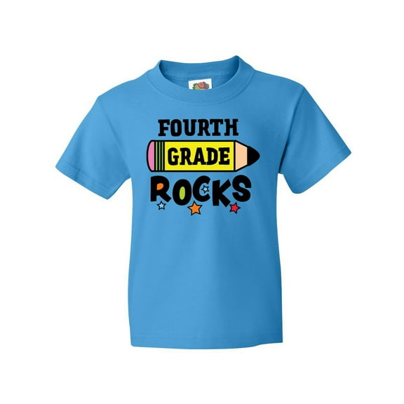 Inktastic 4th Grade Rocks with Pencil and Stars Youth T-Shirt
