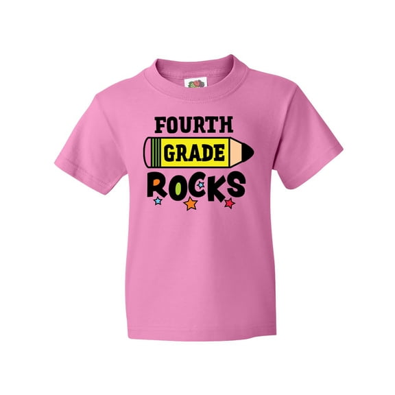 Inktastic 4th Grade Rocks with Pencil and Stars Youth T-Shirt