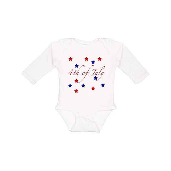 Inktastic 4th Of July Stars Boys or Girls Long Sleeve Baby Bodysuit