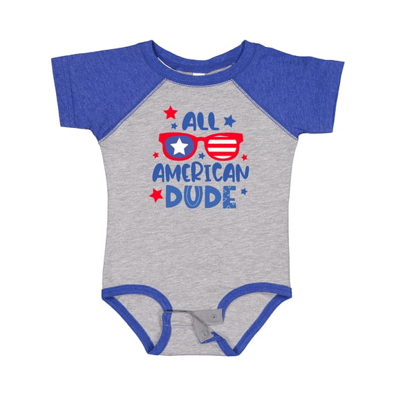 Inktastic 4th of July All American Dude with Red and Blue Glasses Boys Baby Bodysuit