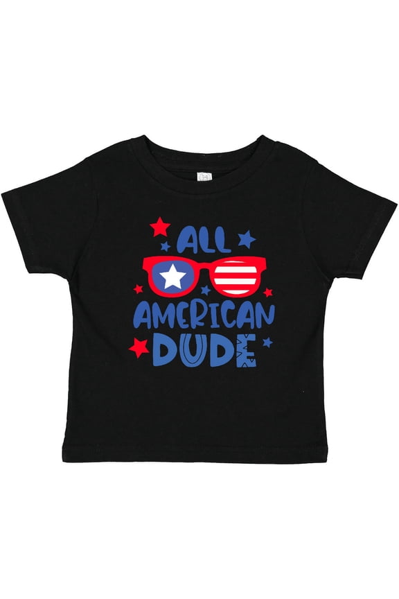 4th of July All American Dude with Red and Blue Glasses Boys Baby T-Shirt