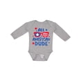 thumbnail image 1 of Inktastic 4th of July All American Dude with Red and Blue Glasses Boys Long Sleeve Baby Bodysuit, 1 of 5