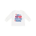 thumbnail image 1 of Inktastic 4th of July All American Dude with Red and Blue Glasses Boys Long Sleeve Toddler T-Shirt, 1 of 5