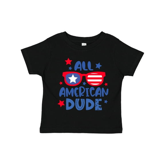 Inktastic 4th of July All American Dude with Red and Blue Glasses Boys Toddler T-Shirt