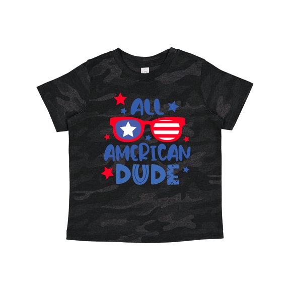 Inktastic 4th of July All American Dude with Red and Blue Glasses Boys Toddler T-Shirt