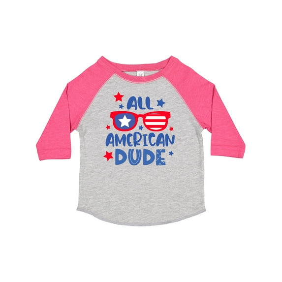 Inktastic 4th of July All American Dude with Red and Blue Glasses Boys Toddler T-Shirt