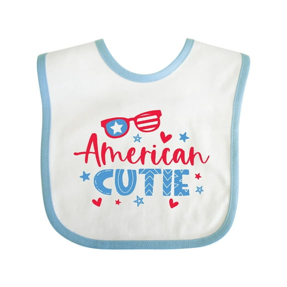 Inktastic 4th of July American Cutie Red and Blue Stars and Hearts Boys or Girls Baby Bib