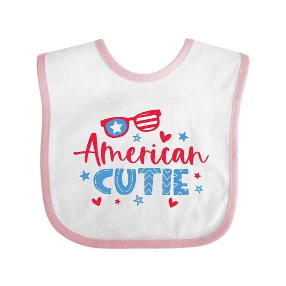 Inktastic 4th of July American Cutie Red and Blue Stars and Hearts Boys or Girls Baby Bib