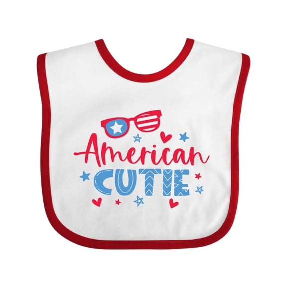 Inktastic 4th of July American Cutie Red and Blue Stars and Hearts Boys or Girls Baby Bib