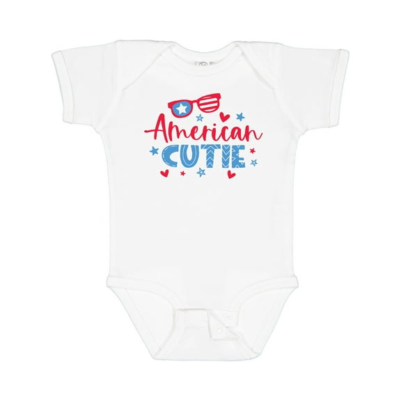 Inktastic 4th of July American Cutie Red and Blue Stars and Hearts Boys or Girls Baby Bodysuit