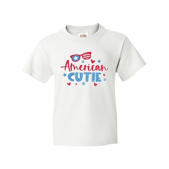 Inktastic 4th of July American Cutie Red and Blue Stars and Hearts Youth T-Shirt