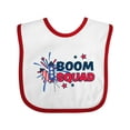 thumbnail image 1 of Inktastic 4th of July Boom Squad Blue and Red Fireworks Boys or Girls Baby Bib, 1 of 4