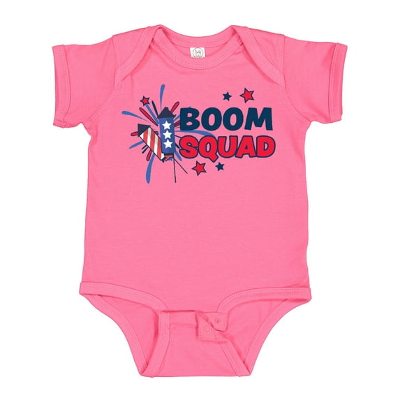 Inktastic 4th of July Boom Squad Blue and Red Fireworks Boys or Girls Baby Bodysuit