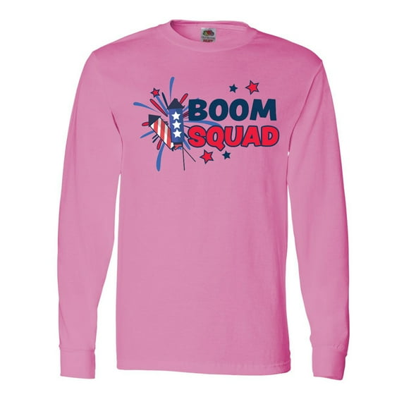 Inktastic 4th of July Boom Squad Blue and Red Fireworks Long Sleeve T-Shirt