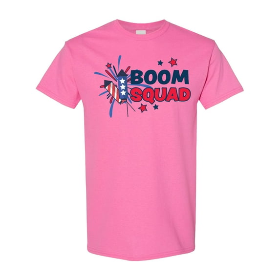 Inktastic 4th of July Boom Squad Blue and Red Fireworks T-Shirt