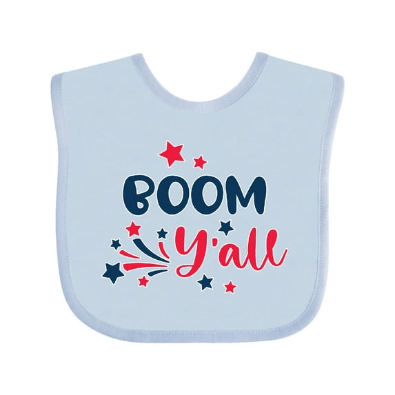 Inktastic 4th of July Boom Y'all with Red White and Blue Stars Boys or Girls Baby Bib