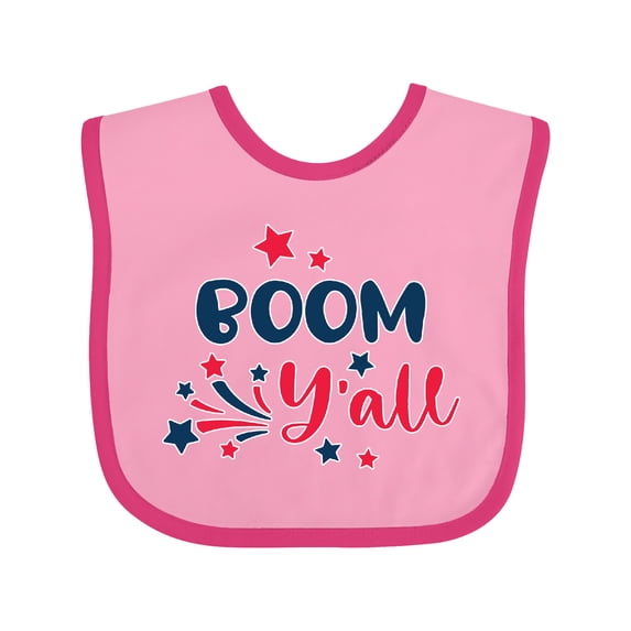 Inktastic 4th of July Boom Y'all with Red White and Blue Stars Boys or Girls Baby Bib
