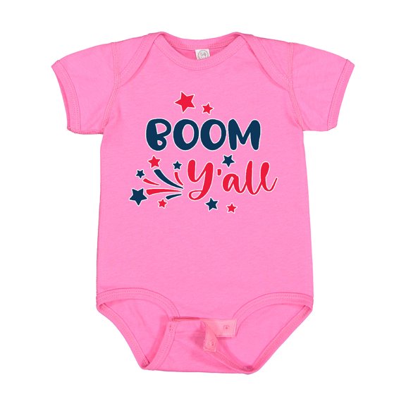 Inktastic 4th of July Boom Y'all with Red White and Blue Stars Boys or Girls Baby Bodysuit
