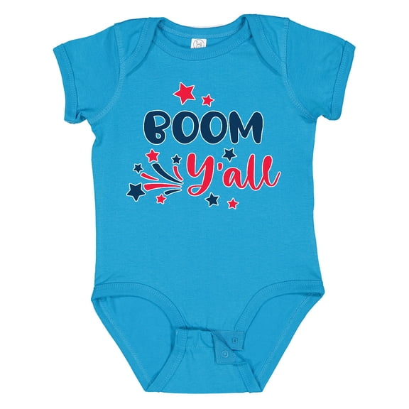 Inktastic 4th of July Boom Y'all with Red White and Blue Stars Boys or Girls Baby Bodysuit