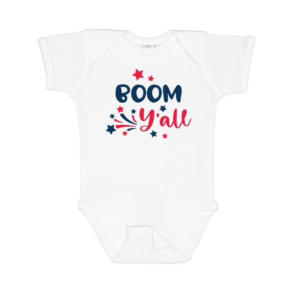 Inktastic 4th of July Boom Y'all with Red White and Blue Stars Boys or Girls Baby Bodysuit