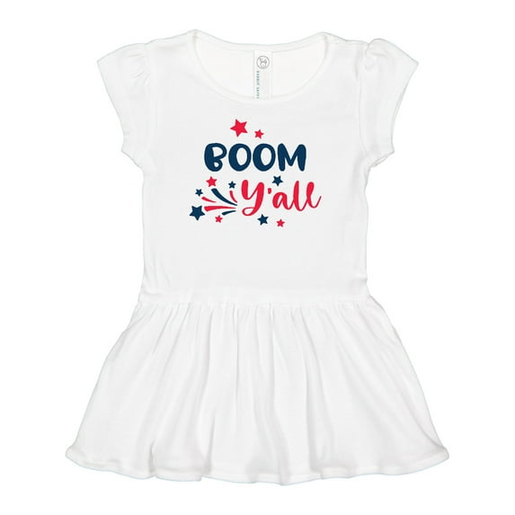 Inktastic 4th of July Boom Y'all with Red White and Blue Stars Girls Baby Dress