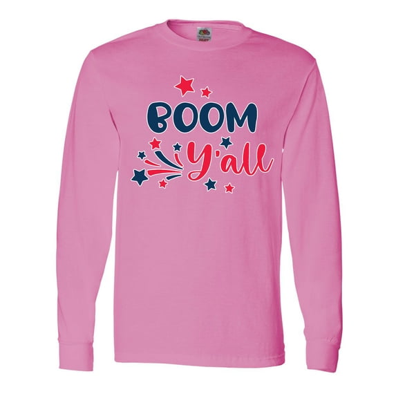 Inktastic 4th of July Boom Y'all with Red White and Blue Stars Long Sleeve T-Shirt
